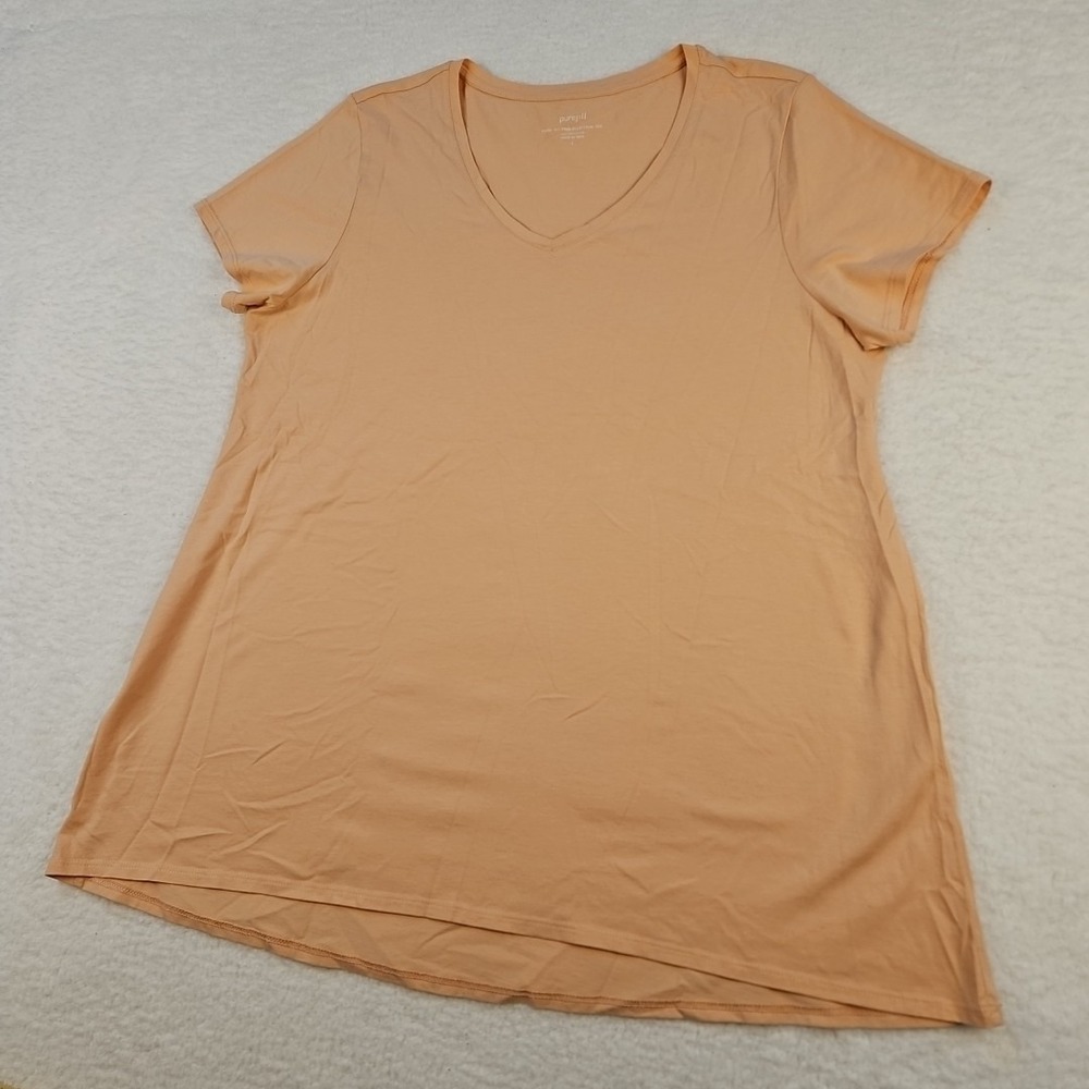 J Jill Top Women Medium Tall Peach Pure 100% Pima Cotton Ellipitical Tee Comfort